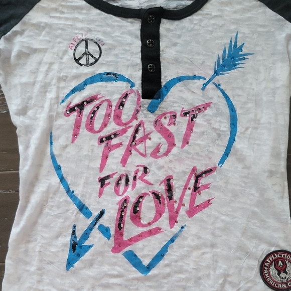 Affliction Black and White Short Sleeve Tee - Picture 3 of 9